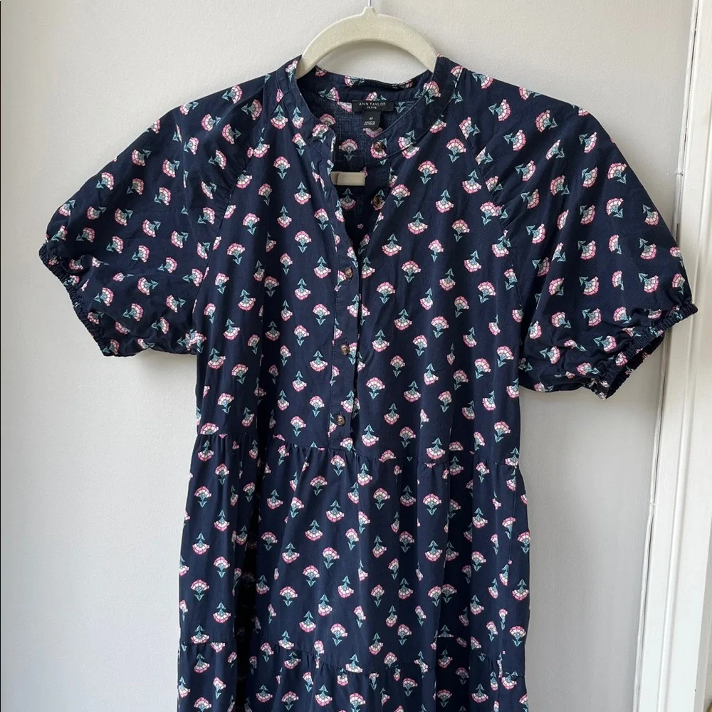 Ann Taylor Midi Puff Sleeve Shirt Dress - Picture 4 of 8